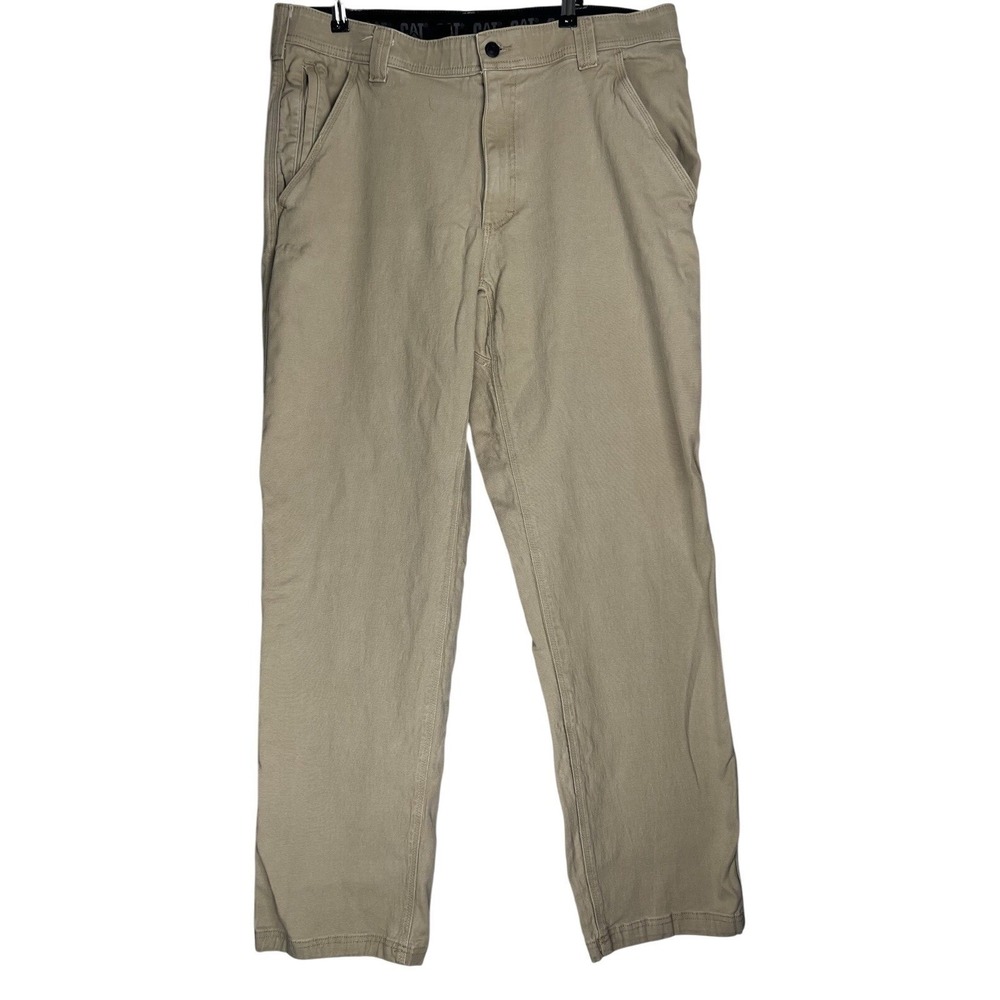Caterpillar CAT Mens 38x34 Khaki Tan Stretch Canvas‎ Work Utility Pants